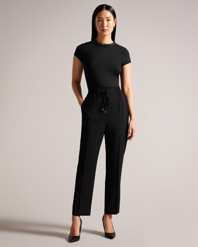 Pantalon Jogger Ted Baker Straight Leg Ankle Grazer Noir Femme | ERB-45578961